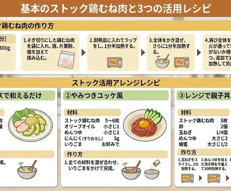レシピを文字から見やすいインフォグラフ化します 文字だけレシピを惹きつける！保存される！一枚に変える イメージ2