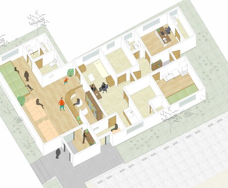 簡易的な建物のイラストを描きます 奥行き感を消したわかりやすい建物のパース イメージ2