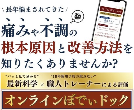 長年の不調やお悩みの根本原因測定します オンラインパーソナルで最新科学と職人トレーナーによる評価 イメージ1