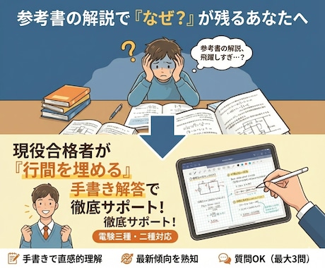 電験ニ種、三種の問題を教えます 【電験二種•三種】合格者が「なぜその式になるか」丁寧に解説 イメージ1