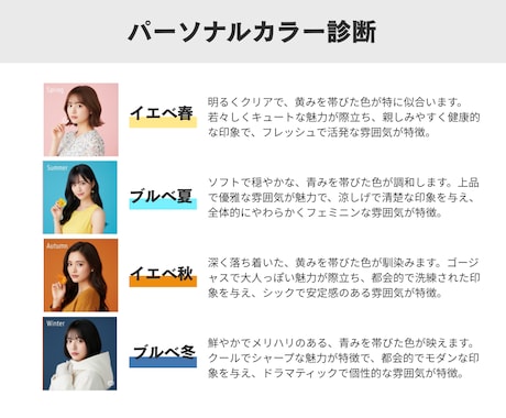 パーソナルカラー・骨格・顔タイプ診断します 100人以上診断実績あり！詳細をまとめたPDFデータも納品♩ イメージ2