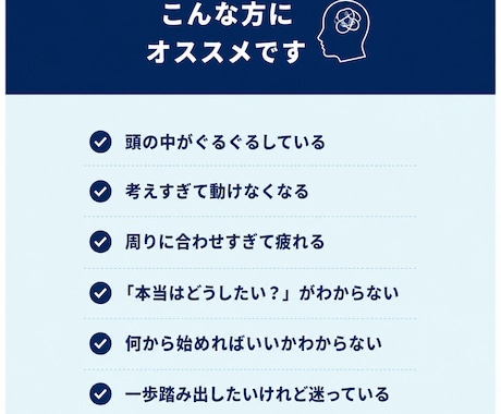 思考を整理し、「本当はどうしたい？」を見つけます モヤモヤや迷いを言葉にしながら、自分らしい方向性を明確に イメージ2