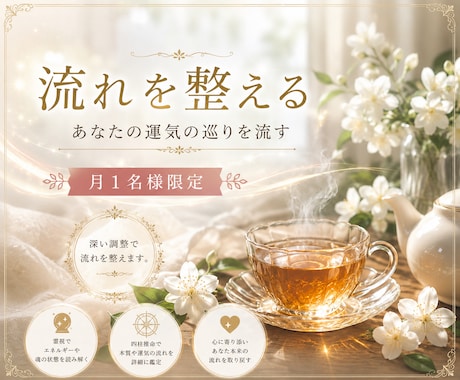 月1名限定、7日かけて人生全体の流れを調整します “足りない”のではなく、“巡っていない”だけかもしれません。 イメージ1