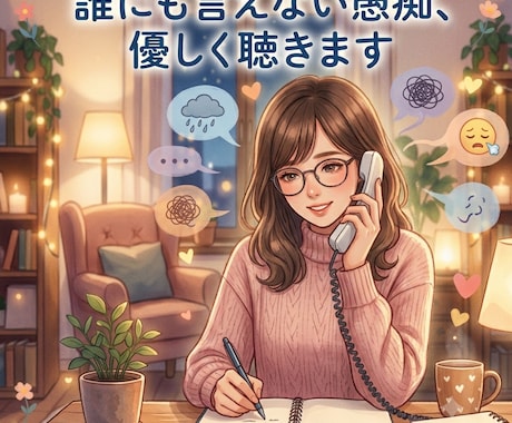 誰にも言えない愚痴、優しく聞きます 誰にも言えないしんどさ、吐き出してください。 イメージ1