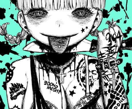 アングラなホラー系イラストを作成します 少し不気味なのにどこか可愛い絵、アナログ感 イメージ1