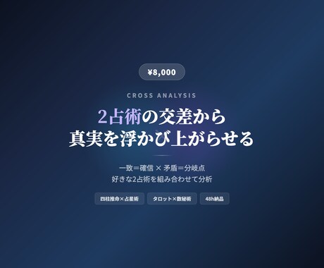 2占術クロス鑑定で真実を浮かび上がらせます 2つの視点を重ねると1つでは見えない答えが見える イメージ1