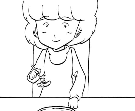 キャラクターを描きます 朝ご飯を食べる女の子　目玉焼きとソーセージ イメージ1