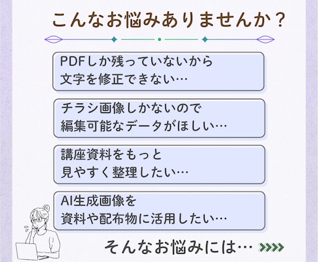 画像・PDFを見やすい編集資料に整えます 発信者向けに情報整理からCanva・パワポ化まで対応 イメージ2