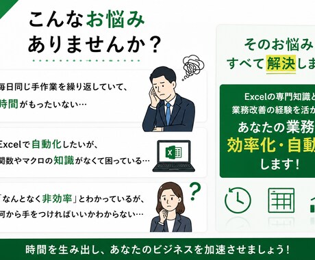 月100時間削減実績　Excel業務を自動化します その繰り返し作業、仕組みで解決します イメージ2