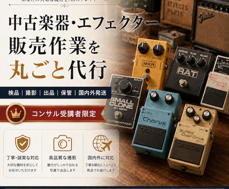 コンサル受講者限定| 楽器販売を丸ごと代行します 検品・撮影・出品・保管・国内外発送までまとめて対応 イメージ1