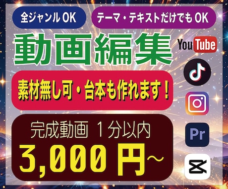 ショート動画/SNS動画の編集承ります 2,000本以上の実績で幅広く対応し、より良い動画作りを提案 イメージ1