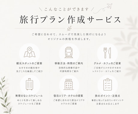 旅行会社があなたに合わせた旅行プランを作成します 国内・海外OK！あなたの希望に合わせて旅程を作成 イメージ2