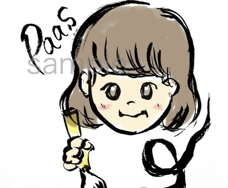 SNSアイコンや挿絵に♪可愛いイラストを描きます 毛筆でふんわり★手書き感あふれる個性的な似顔絵♪商用OK イメージ2