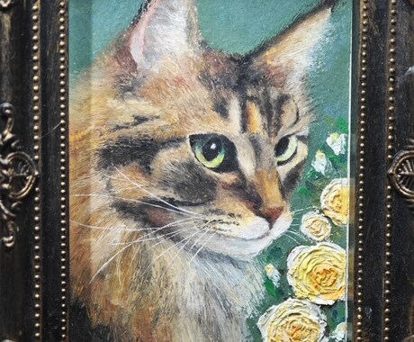 オイルパステル　原画郵送　ペット似顔絵を描きます 手書き/ハイクオリティ/動物全般/額付き無料/送料無料 イメージ2