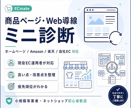 商品ページ・Web導線の改善点をミニ診断します 商品ページの改善点を診断します イメージ1