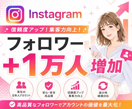 Instagram 高品質フォロワー1万人増加ます 高品質フォロワー運用｜1万人以下対応｜柔軟な振分け可 イメージ1