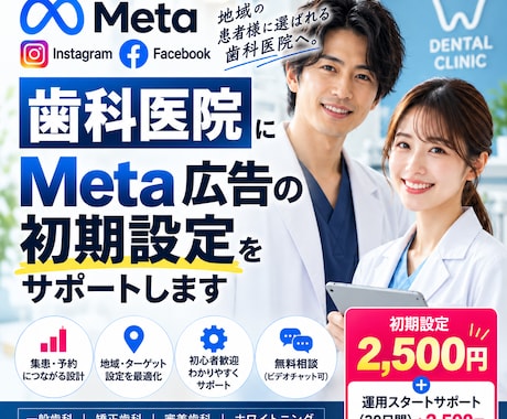 歯科医院に特化！Meta広告の初期設定を支援します イメージ1