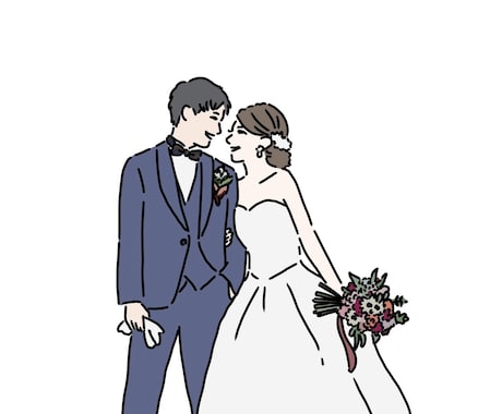 結婚式で使える人物イラスト描きます 線画＋色付きの２枚納品します【データのみ】 イメージ1