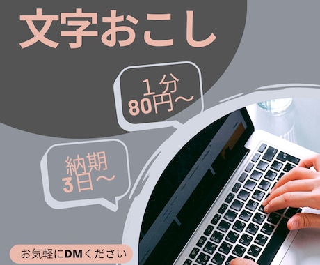 １分80円から　文字おこしします 文字おこしから、整文、リライトまで承ります。 イメージ1