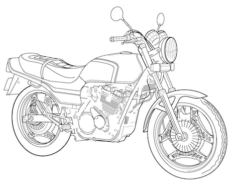 愛車の旧車バイクをモノクロ線画イラストにします イメージ1