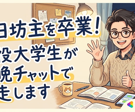 毎日チャットであなたの達成目標を管理します 現役大学生が毎晩誠実に並走！三日坊主を一緒に卒業します！ イメージ1