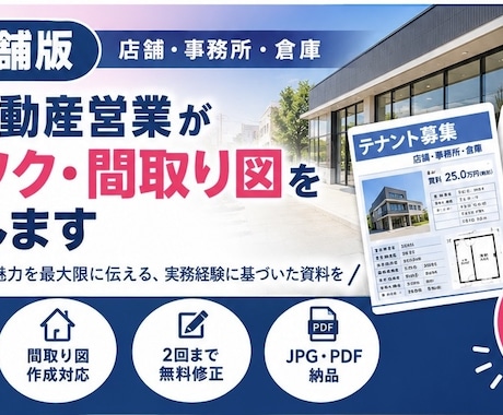 不動産営業が店舗・事務所・倉庫マイソクを作成します イメージ1