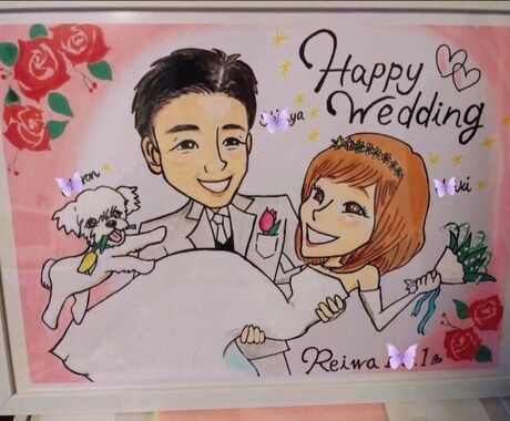 似顔絵　ウエディング記念イラスト描きます 記念イラストお好きなお花とお描きます✏️ イメージ1
