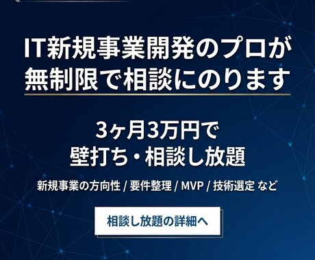 IT新規事業開発のプロが無制限で相談にのります 3ヶ月3万円で壁打ち・相談し放題です イメージ1