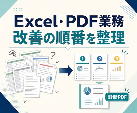 Excel・PDF業務の改善順を整理します 1業務の改善順と自動化しない範囲をPDFで整理 イメージ1