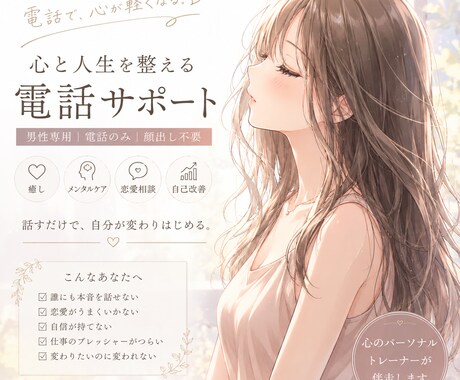 話すだけで軽くなる男性のためのサポートます 否定ゼロ。正論ナシ。ただ味方でいる30分 イメージ1