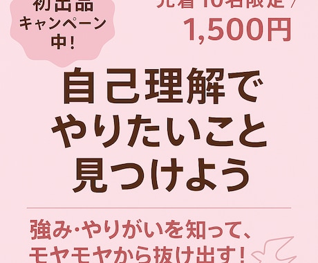 自己理解で本当にやりたいことを見つけます 強みとやりがいでモヤモヤ脱出！理想の未来を描く90分 イメージ1