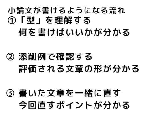 初心者 小論文1回添削｜型で書く考え方を整理します 何を書けばいいか分からない小論文を型で整理します イメージ2