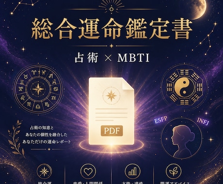 即日納品可！気軽に総合運命鑑定書を作ります 6占術×MBTIで、仕事も恋愛も60歳まで丸ごと鑑定 イメージ1