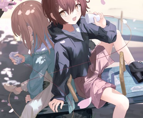 一枚イラストを制作します 背景+人物のかわいいイラスト制作承ります イメージ2