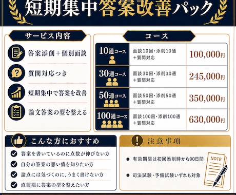 司法試験・予備試験論文の答案改善をサポートします 書けているつもりの答案を点が入る形へ イメージ2
