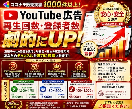 YouTube広告運用｜再生回数・登録者増やします 【伸びない原因を特定】YouTubeを本気で伸ばします イメージ1