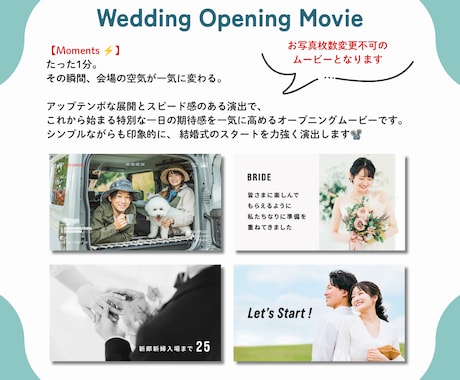 会場の空気が変わるオープニングムービー制作します 1分間のアップテンポ演出｜写真とコメントで完成＆丁寧サポート イメージ1