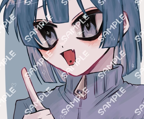 目が大きく特徴的な厚塗り風イラスト描きます 男の子でも女の子でも◎SNSのアイコン等にいかがでしょうか イメージ1