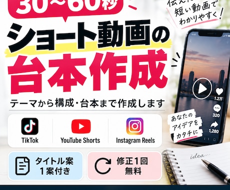 30〜60秒のショート動画台本を作成します イメージ1