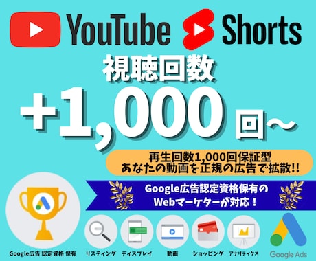 YouTubeの再生回数を1,000回伸ばします 正規のYouTube広告を使用した安心・安全のプロモーション イメージ1