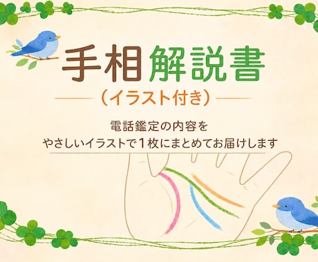 電話手相ご利用者様限定　”手相解説書”お届けします 電話で伝えきれなかった貴方の手相を、見返し出来る様にお届け。 イメージ1