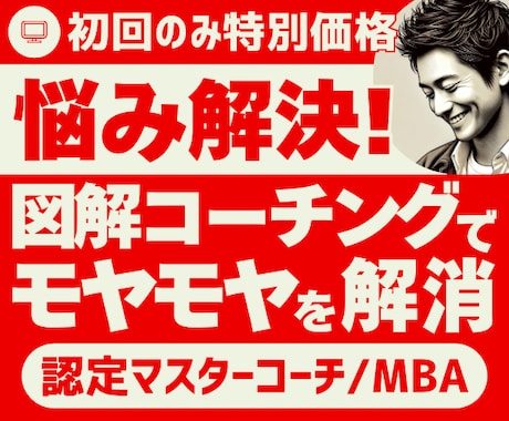 初回限定：モヤモヤ解消図解コーチングを提供します 認定マスターコーチによる悩み相談 独自の思考図解コーチング イメージ1
