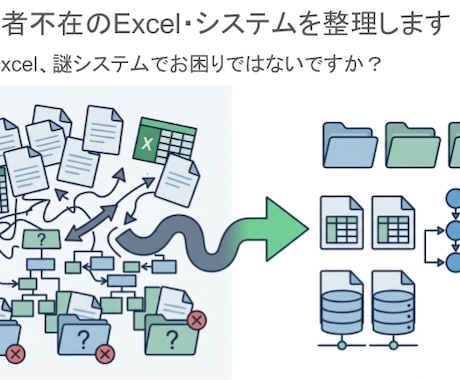 担当者不在のExcel・システムを整理します 社内説明や開発相談前の整理メモを作ります イメージ1