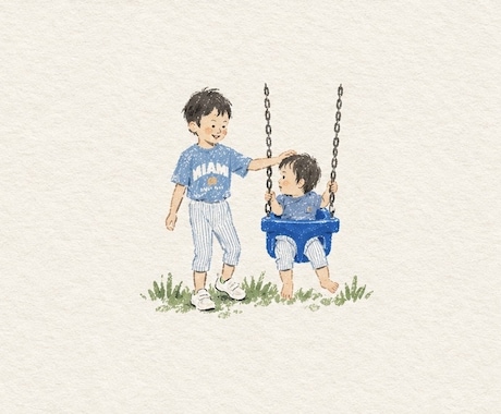 恋人やお子様の写真をやさしい絵本風イラストにします 何気ない一瞬を、ずっと飾っておきたくなる一枚に。 イメージ1
