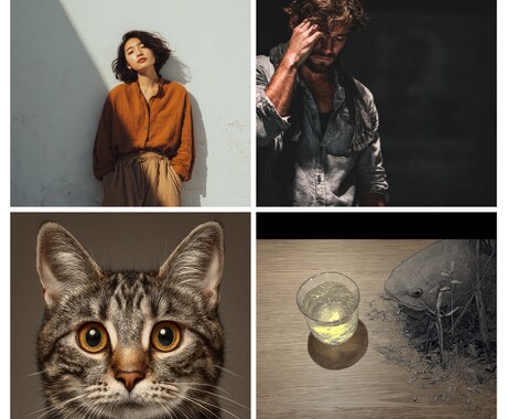 映画、CG、絵画風などリアルな画像を作成します アイキャッチ、広告、バナーなどさまざまな素材画像を作ります。 イメージ1