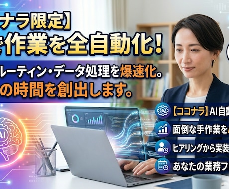 AI使って業務効率化の仕組み作りのお手伝いします AI活用で業務の自動化、効率化 イメージ1