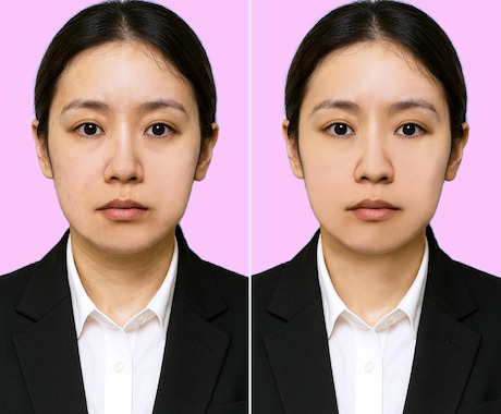 証明写真の美肌補正と背景を変更します 現役フォトスタジオスタッフが担当！40名以上の実績あり イメージ2