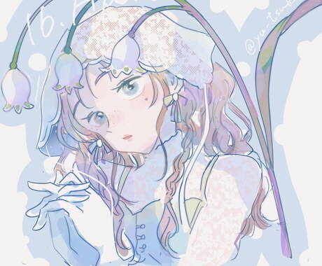 あなたを誕生花でイラスト化します 誕生花擬人化イラスト花と人物を一体化したイラスト イメージ2