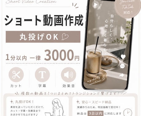 最短1日！1分以内の縦型ショート動画作成致します イメージ通りの縦型ショートを制作します！ イメージ1