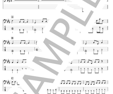ベースTab譜、プロベーシストが作成致します プロベーシストが作成する見やすい&弾きやすいTab(タブ)譜 イメージ1